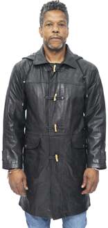 Klassieke leren duffeljas voor heren, Aylesbury Zwart