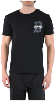 Klassieke Logo Print Katoenen T-shirt Dondup , Black , Heren - 2Xl,L,M