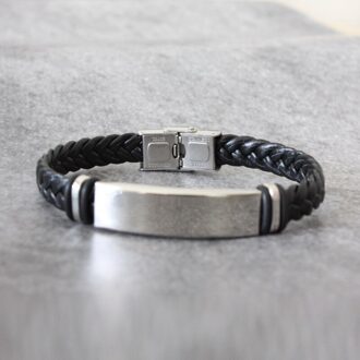 Klassieke Mannen Armbanden Sieraden Leather Braid Armband Roestvrij Stalen Gesp Sluitingen Lederarmband Charm Hand Chain 1