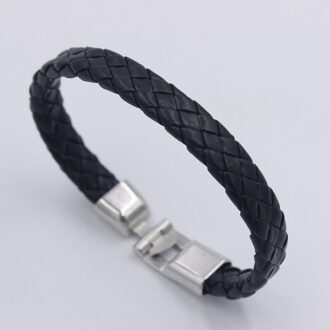 Klassieke Mannen Armbanden Sieraden Leather Braid Armband Roestvrij Stalen Gesp Sluitingen Lederarmband Charm Hand Chain 2