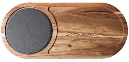 Klassieke Massief Houten Snack Disc Hout Lade Zwarte Leisteen Brood Plaat Ovale/Rechthoek Houten Plaat Western-Stijl Of japanse Voedsel Ellipse