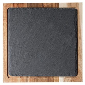 Klassieke Massief Houten Snack Disc Hout Lade Zwarte Leisteen Brood Plaat Ovale/Rechthoek Houten Plaat Western-Stijl Of japanse Voedsel plein