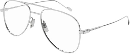 Klassieke Metalen Pilotenbril Saint Laurent , Gray , Unisex - L/Xl