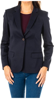 Klassieke Navy Blauwe Lange Mouw Jas La Martina , Blue , Dames - L,S