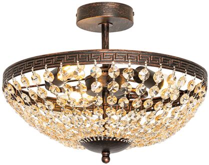 Klassieke plafondlamp brons en kristal 3-lichts - Mondrian