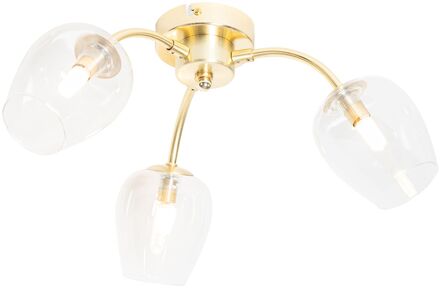 Klassieke plafondlamp goud met glas 3-lichts - Elien