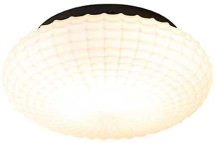 Klassieke plafondlamp zwart met opaal glas 23 cm IP44 - Nohmi Wit