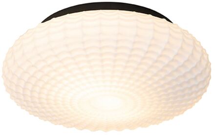 Klassieke plafondlamp zwart met opaal glas 35 cm IP44 - Nohmi Wit