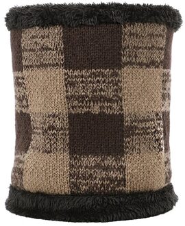 Klassieke Plaid mannen Muts Sjaal 2 Stuk Mannen en Vrouwen Muts Outdoor Warme Muts Sjaal Cover Plus fluwelen Dikker mannen Erwt khaki-3