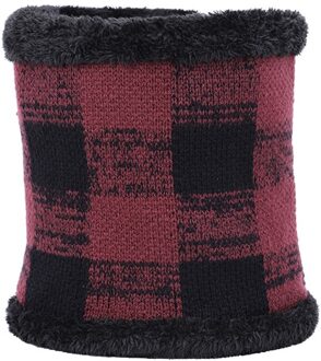 Klassieke Plaid mannen Muts Sjaal 2 Stuk Mannen en Vrouwen Muts Outdoor Warme Muts Sjaal Cover Plus fluwelen Dikker mannen Erwt wijn-3