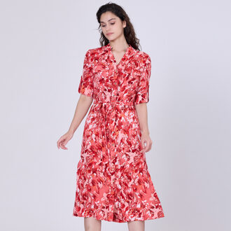 Klassieke shirtjurk met abstracte print Rood