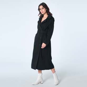 Klassieke trenchcoat met één klep - maat M Zwart