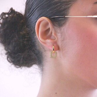 Klassieke vierkante oorbellen - goud en kristal