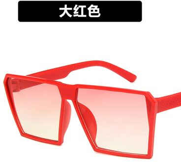 Klassieke Vierkante Zonnebril Meisjes Jongens Kleurrijke Spiegel Kinderen Bril Concave Vorm Persoonlijkheid Anti-Uv Street Beat Kid rood