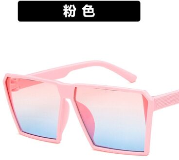 Klassieke Vierkante Zonnebril Meisjes Jongens Kleurrijke Spiegel Kinderen Bril Concave Vorm Persoonlijkheid Anti-Uv Street Beat Kid roze
