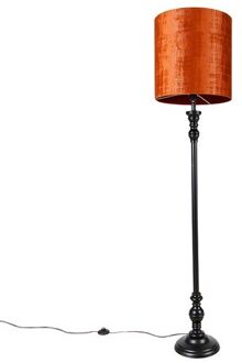 Klassieke vloerlamp zwart met kap rood 40 cm - Classico Oranje