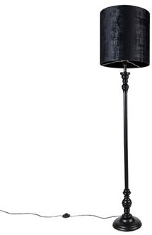 Klassieke vloerlamp zwart met kap zwart 40 cm - Classico