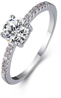 Klassieke Vrouwelijke Witte Zirkonia Steen Ring Charm Crystal Silver Kleur Engagement Ring Luxe Vierkante Kleine Trouwringen Voor Vrouwen 6