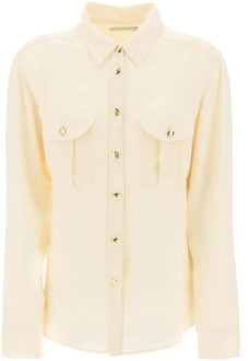 Klassieke Witte Button-Up Overhemd Blazé Milano , Beige , Dames - M,S