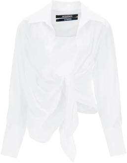 Klassieke Witte Button-Up Overhemd Jacquemus , White , Dames - M,S,Xs,2Xs