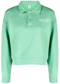 Klassieke Witte Polo Sweatshirt Vrouwen Sporty & Rich , Green , Dames - M,Xs
