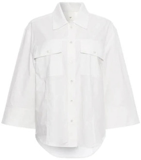 Klassieke Witte Shirt met Voorzakken Heartmade , White , Dames - Xs,2Xs