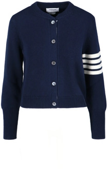 Klassieke Wol Cardigan Sweaters Thom Browne , Blue , Dames - M,S,Xs