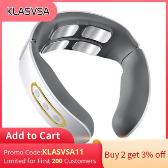 KLASVSA 3D Smart Electric Neck Shoulder Massager Pulse Cervical Vertebra Physiotherapy Massager Far Infrared Heating Pain Relief