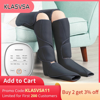 KLASVSA Leg Air Compression Massager Heated for Foot and Calf Thigh Circulation with Handheld Controller 2 Modes 3 Intensities