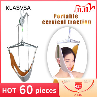 KLASVSA Neck Massager Cervical Traction Device Kit Neck Back Stretcher Adjustment Chiropractic Back Head Massager relaxation