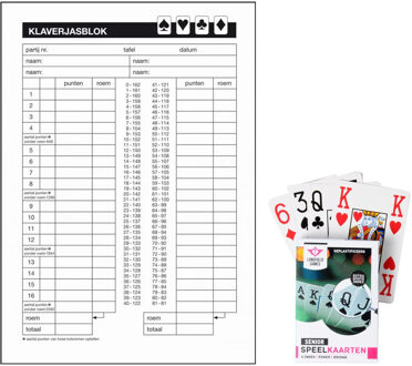Klaverjas scoreblok met speelkaarten - senior - A5 - 50 vellen - klaverjassen spel