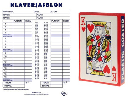 Klaverjas speelset - scoreblok spel - 50 vellen - met 2x pakjes speelkaarten