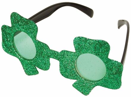Klavertje drie bril groen glitter