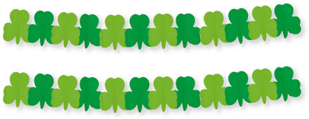 Klavertje drie shamrocks slinger - 2x - Ierland Sint Patricksday thema - 300 cm - versiering