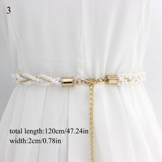 Kleding Accessoires Dunne Tailleband Kralen Haak Parel Decoratieve Metalen Riem Vrouwen Riem Taille Ketting Jurk Decoratieve Riem 3