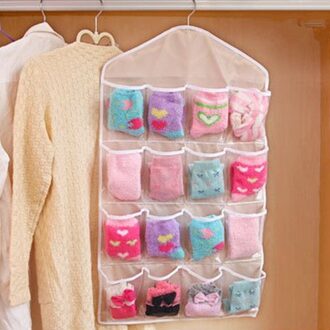 Kleding Hanger Closet Schoenen Underpants Opbergtas 16 Zakken Opvouwbare Kledingkast Opknoping Zakken Sokken Slips Organizer Beige