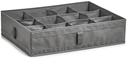 kleding/kast organiser - 12 vakken - grijs - 44 x 34 x 11 cm - polyester - Opbergmanden