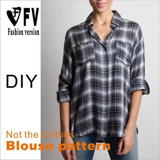 Kleding Patroon Vrouwen Casual Lange Mouwen Losse Shirt Patroon 1:1 Naaien Tekening BCY-69 Size 3XL