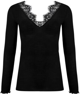 kleding Plaisir Caresse luxe V-Hals T-shirt L/mouw Zwart - 40