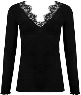 kleding Plaisir Caresse luxe V-Hals T-shirt L/mouw Zwart - 44