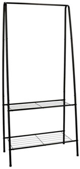 Kleding/schoenrek - kapstok met schoenen plank - zwart - ijzer - 59 x 32 x 152 cm