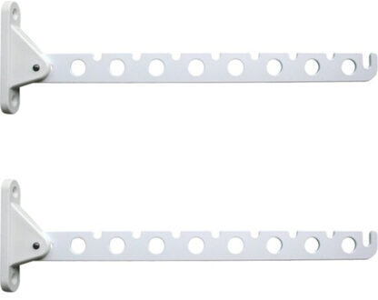 Kledinghaak - 2x stuks - inklapbaar - wit - 30 cm - voor 16 hangers