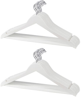 Kledinghanger - 10x - hout - wit - 45 cm - kledinghanger set