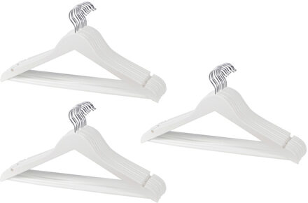 Kledinghanger - 15x - hout - wit - 45 cm - kledinghanger set