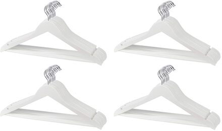 Kledinghanger - 20x - hout - wit - 45 cm - kledinghanger set