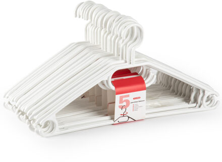 Kledinghangers - 10x - kunststof - wit - B40 cm