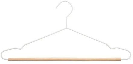Kledinghangers - 2x - wit - 44 x 19 cm - metaal/hout