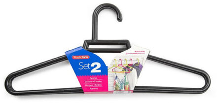 Kledinghangers - 2x - zwart - kunststof - 41 cm - kledingkast - Kledinghangers