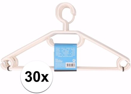 Kledinghangers - 30x stuks - kunststof - wit