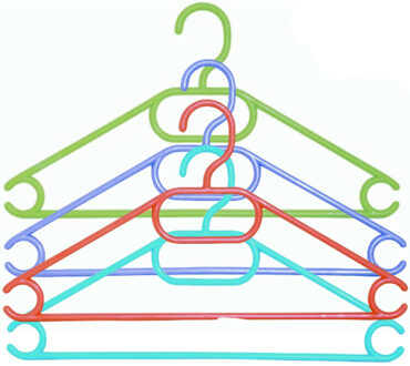 Kledinghangers - 8x - meerkleurig - kunststof - 34 cm - voor kinderen - Kledinghangers Multikleur